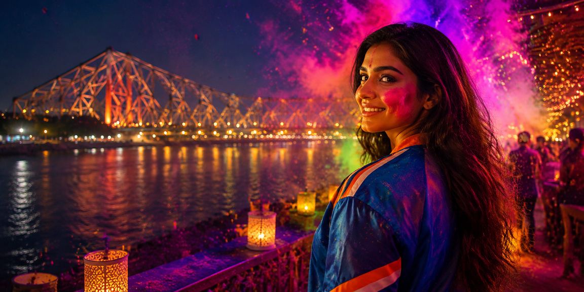 Kolkata cricket betting during Holi festival, vibrant and festive